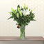 White Lily Bouquet in Glass Vase