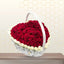 Lucky Roses - Red and White Roses Arranged Heart Shape in Basket