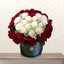 Valentine Girl - Red and White Roses Designed Heart Shape in Round Box