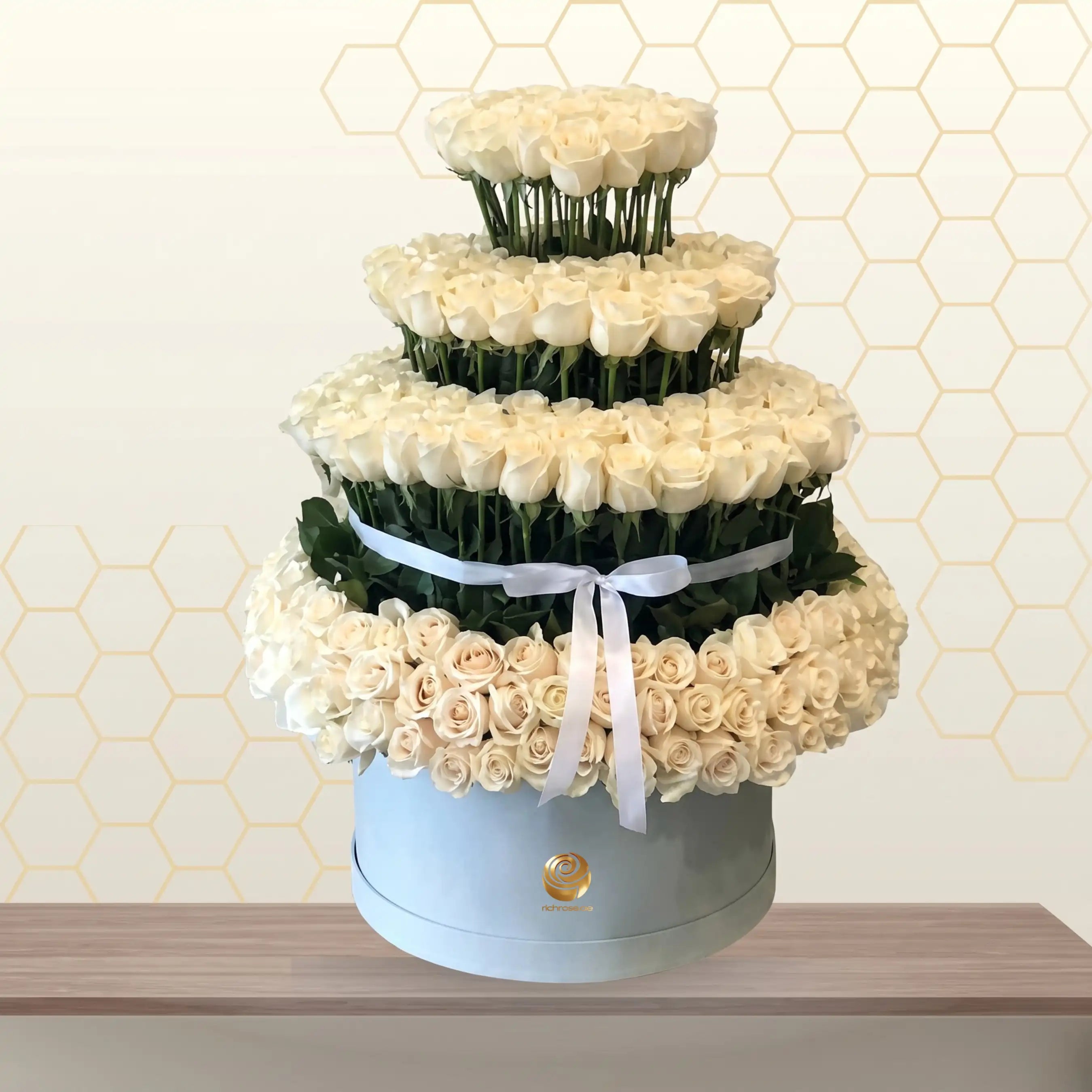 300 - White Roses Standing Box Arrangement
