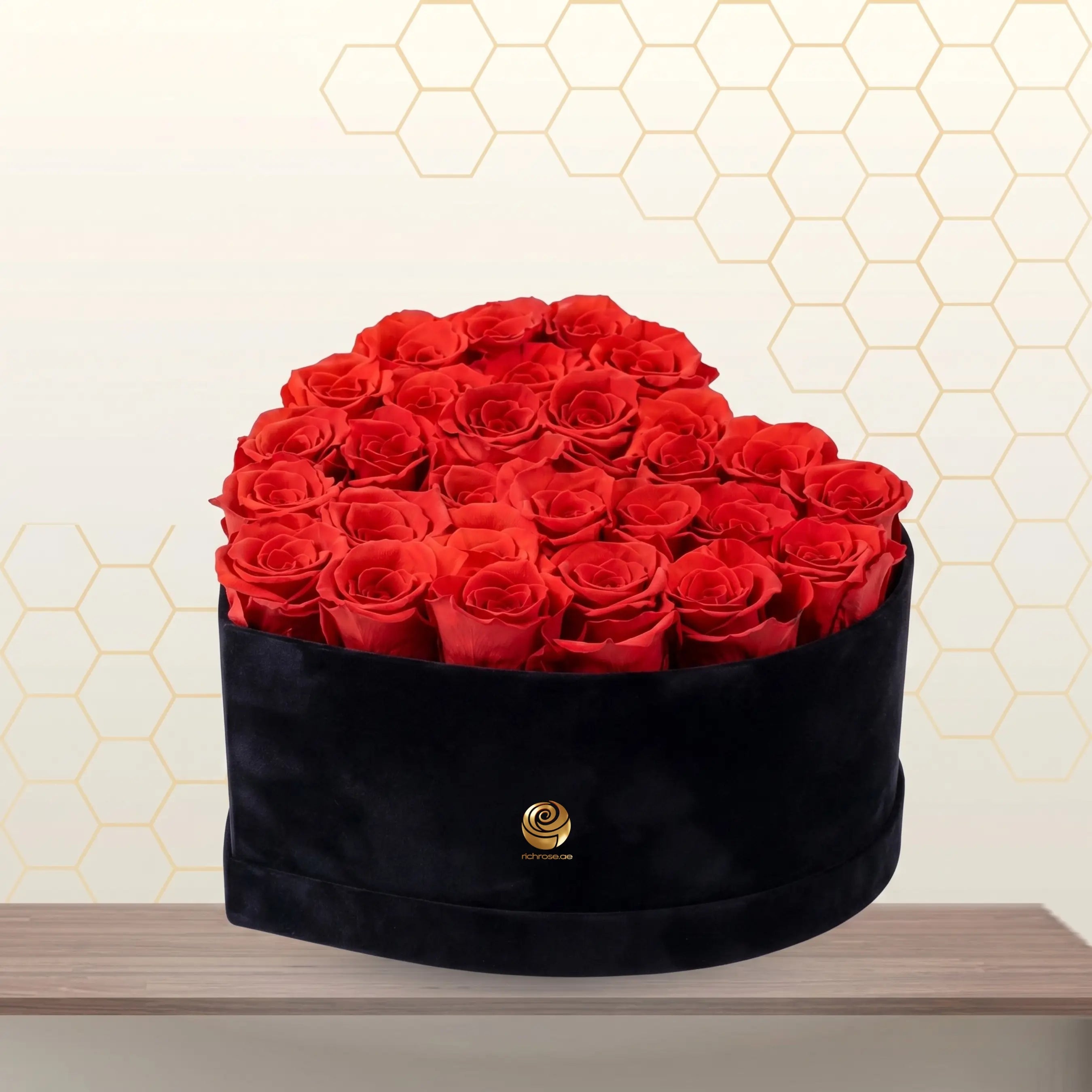 Alicia -  Valentines Red Roses in Black Heart Box Main image