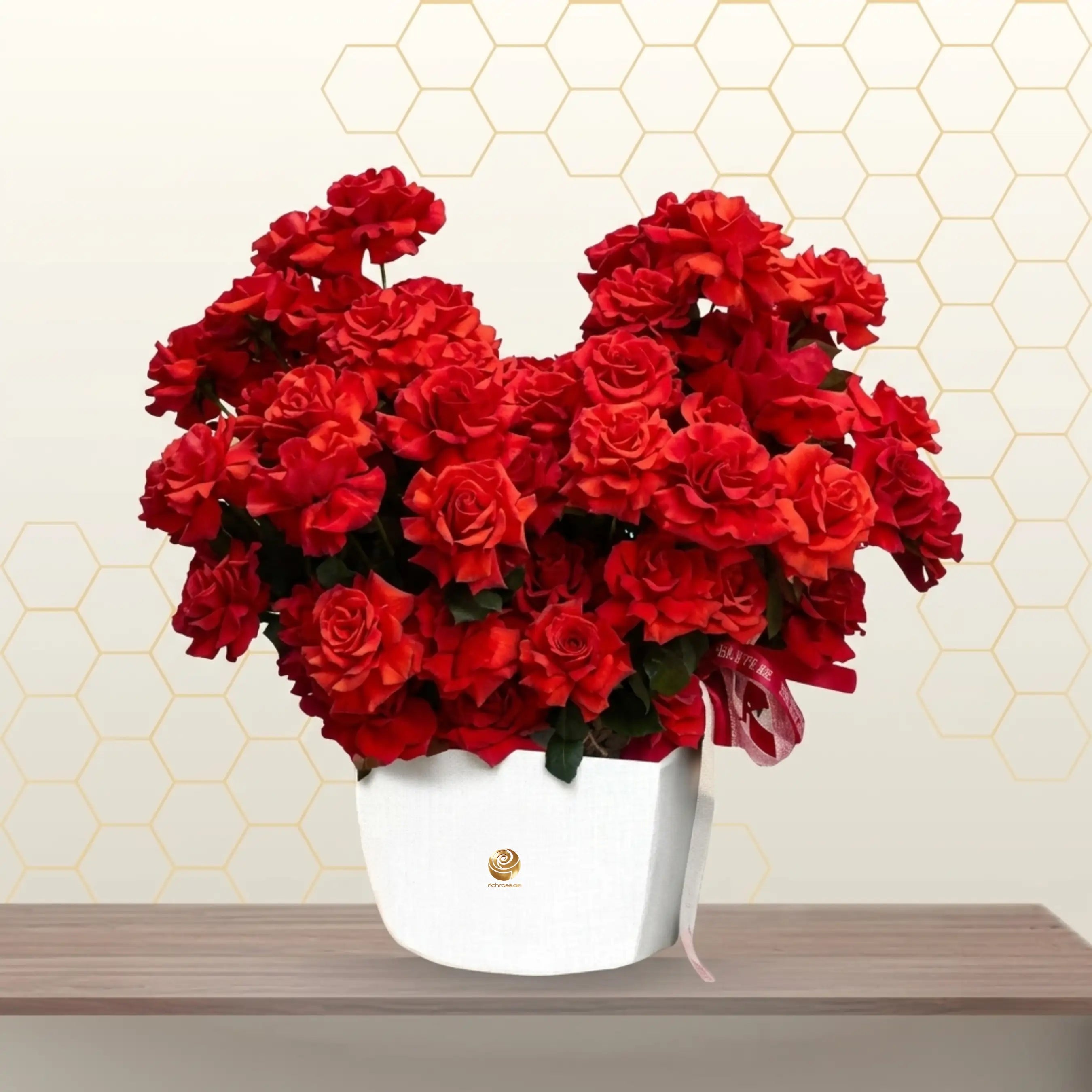 UPGRADED - Red Rose Bouquet in Elegant White Box Main image