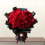 Valentine Snuggles - Red Roses Black Wrapped Bouquet