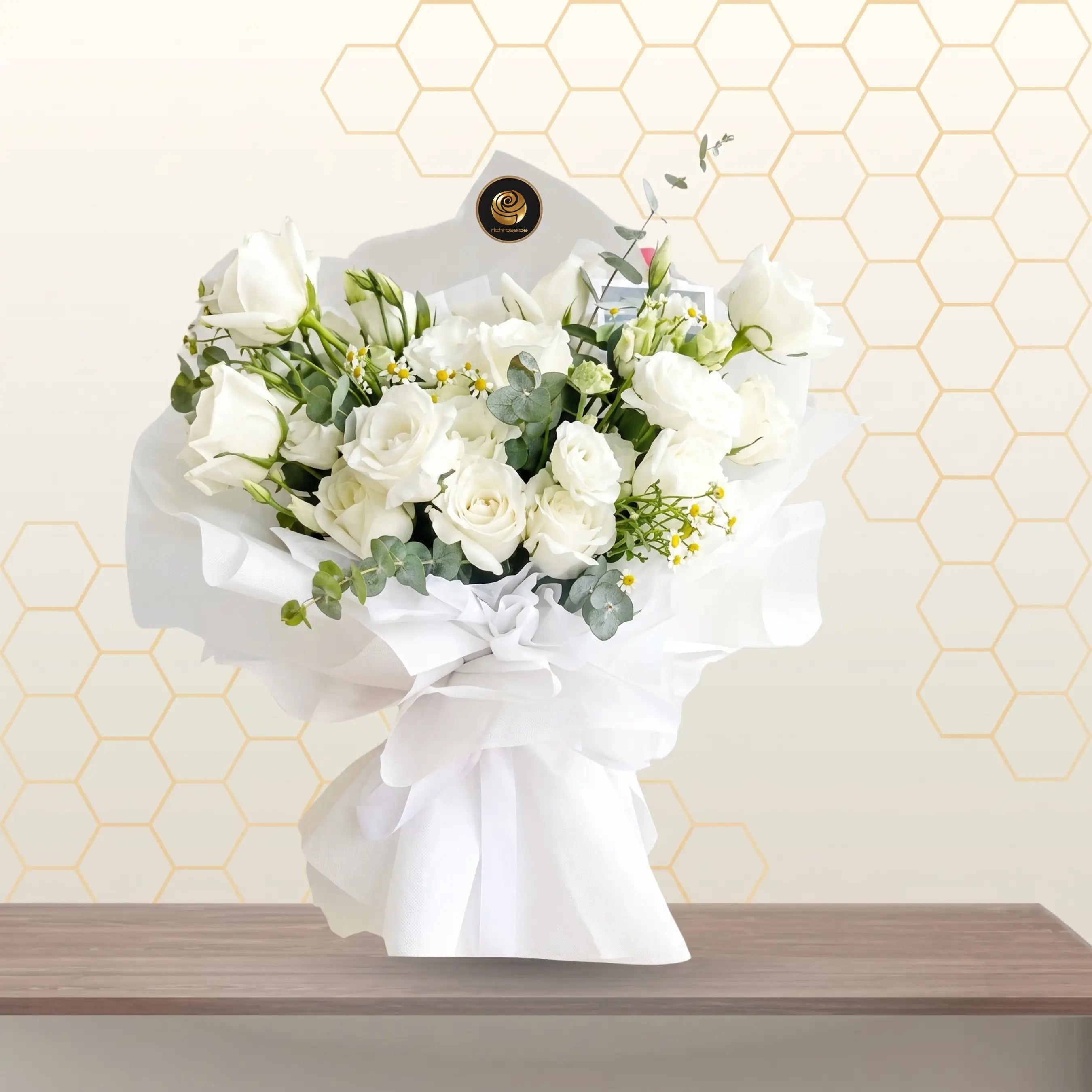 White Roses & Eustoma Bouquet