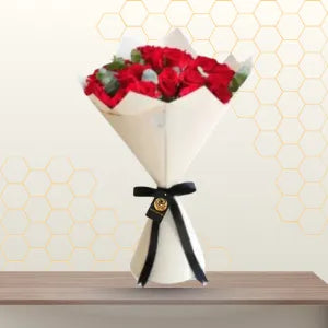 ALCORA Timeless Love Red Rose Bouquet featuring a lush arrangement of fresh, deep red roses.