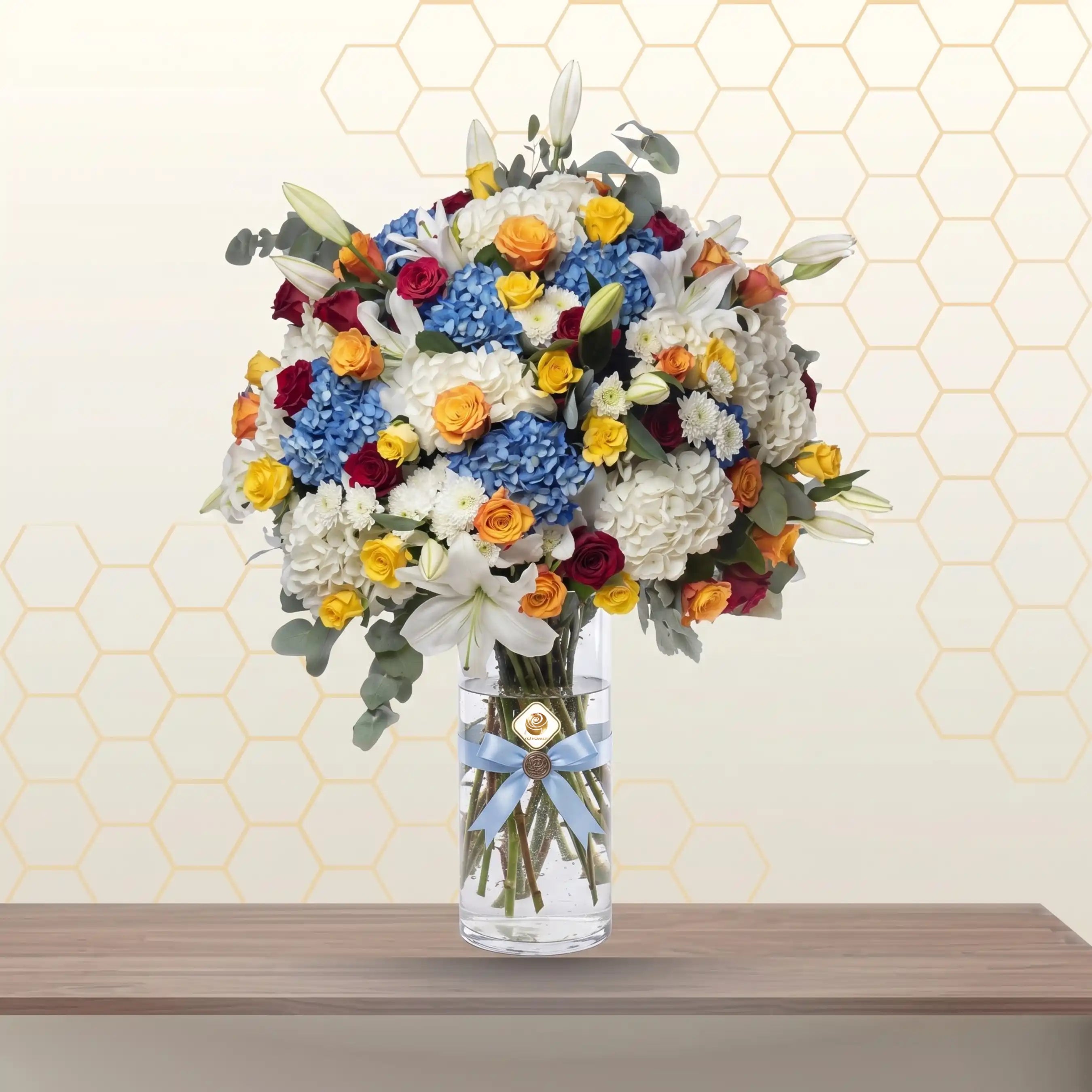AMSTERDAM- Assorted Mix of Flowers Fillings in Glass Vase Main image