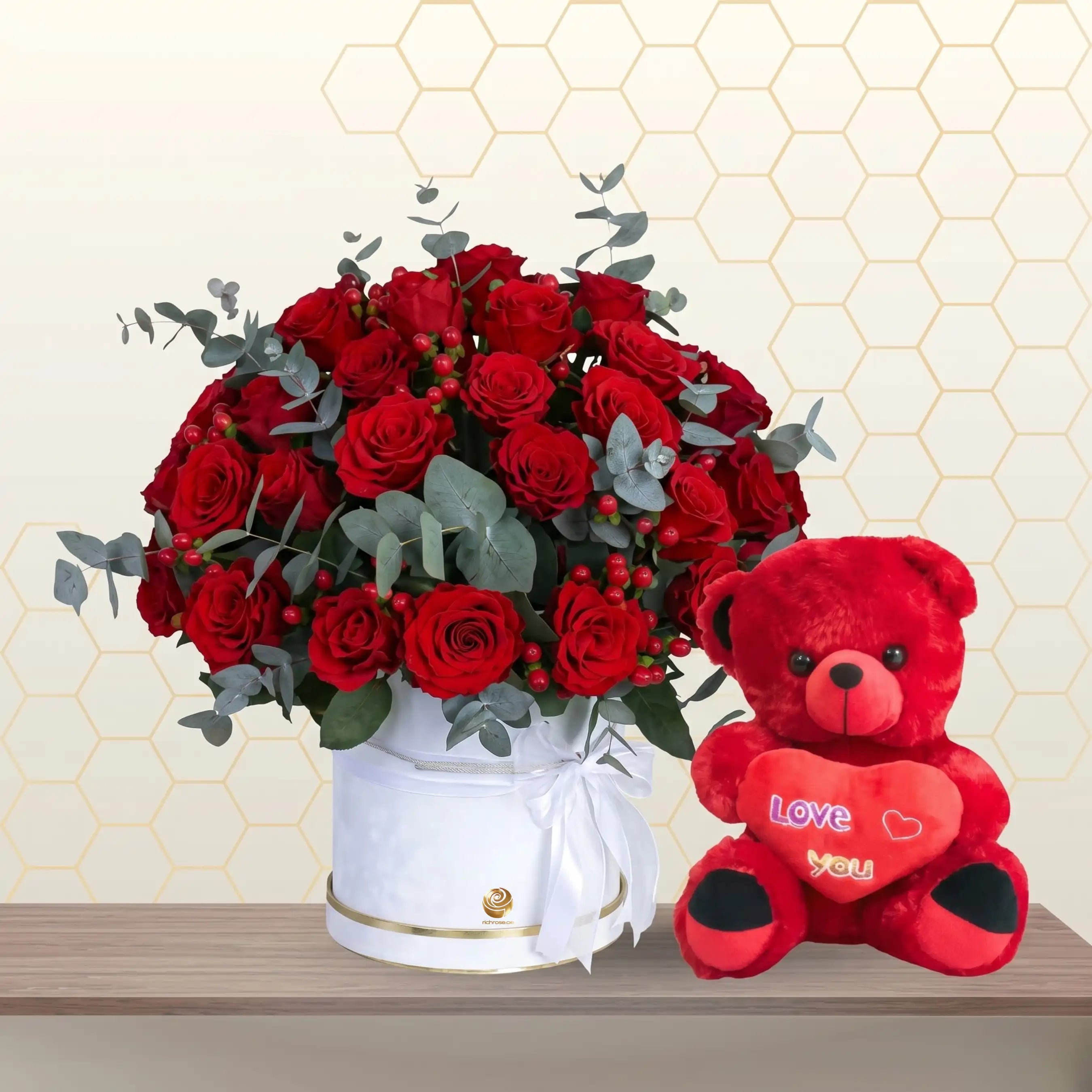 Large 75cm red plush teddy bear from the Art of Love collection, a soft and cuddly romantic gift. Main image