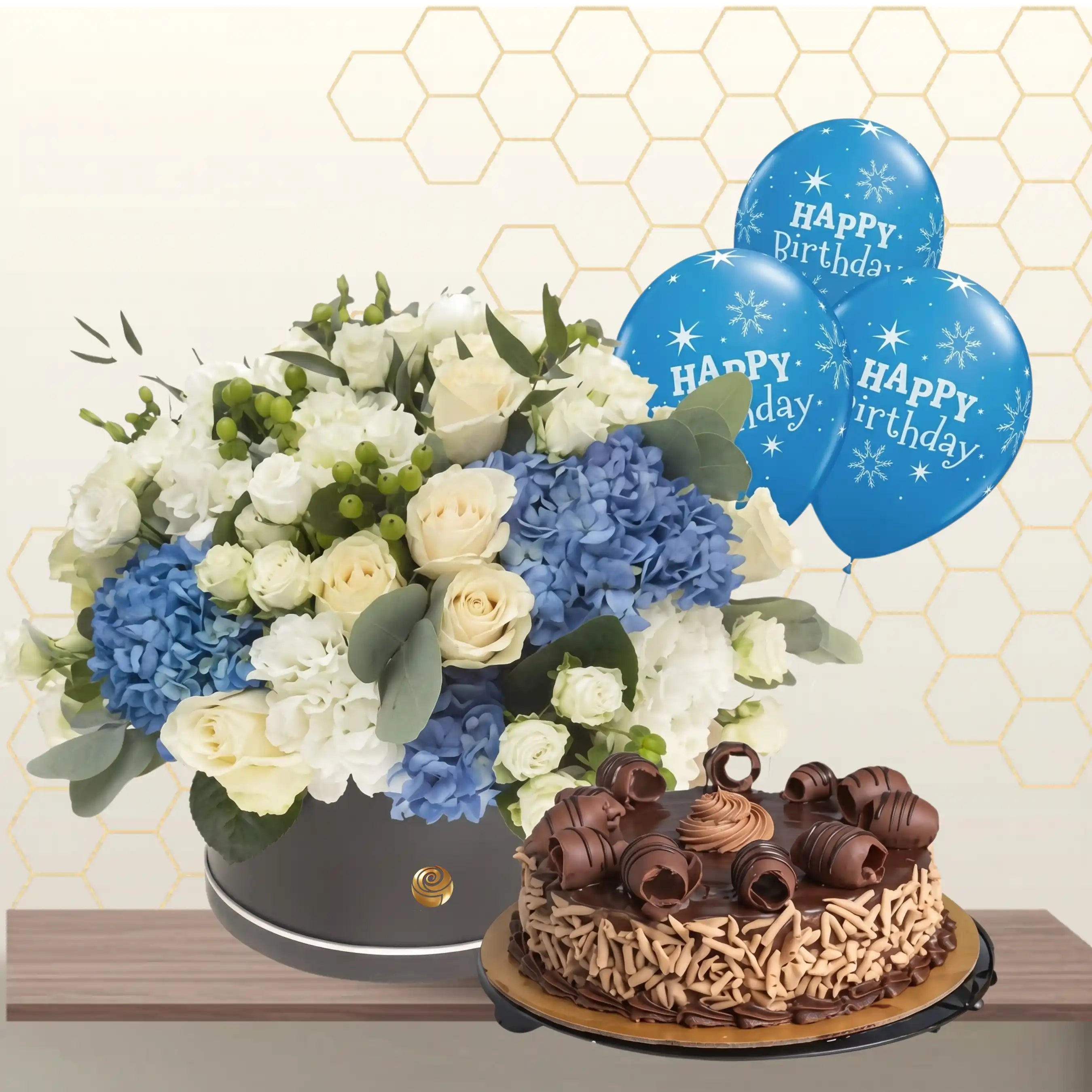 flowers cake balloons combo - flower and cakes dubai Main image
