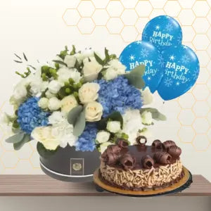 flowers cake balloons combo - flower and cakes dubai Main image