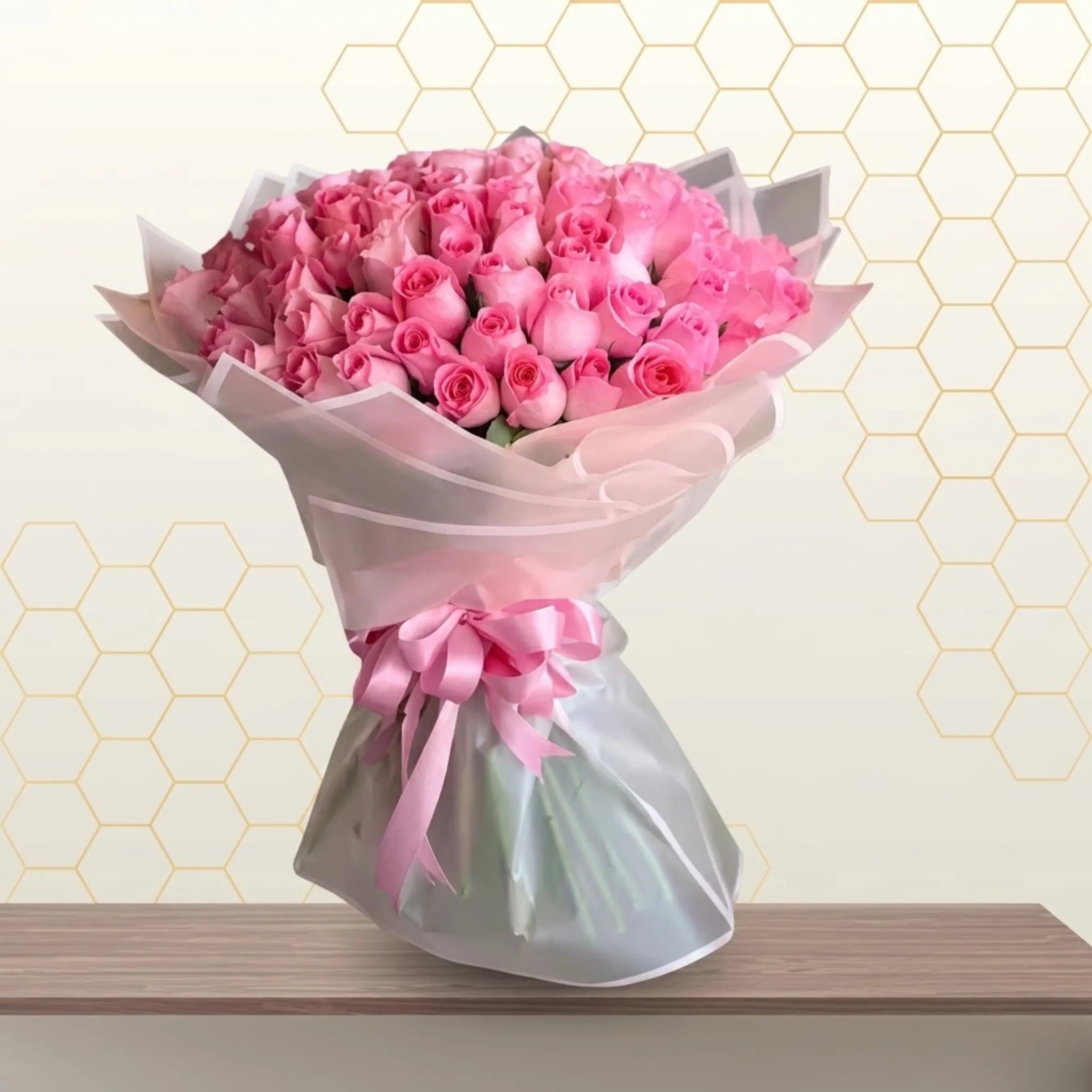 pink roses bouquet - 50 pink roses bouquet