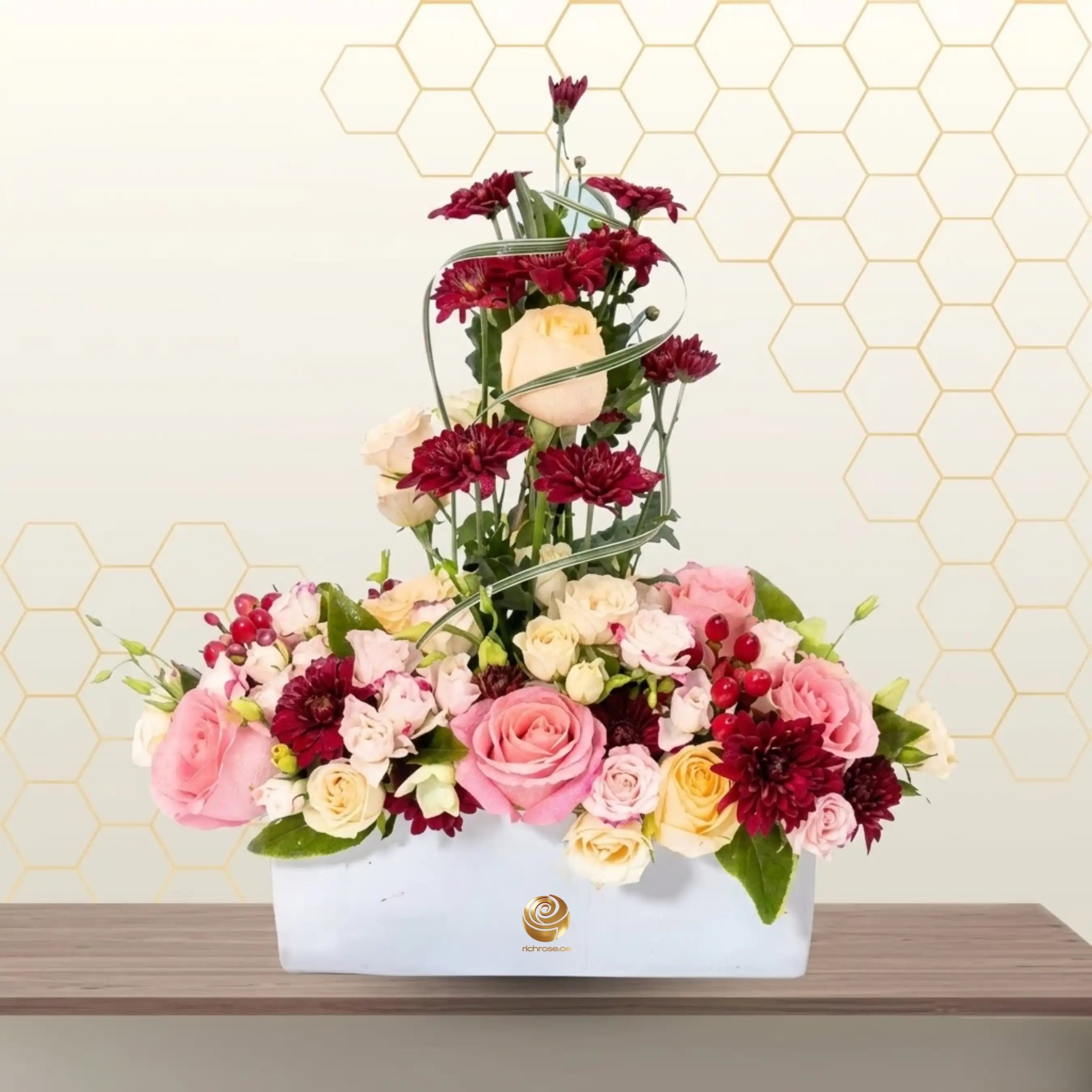 flowers long shape in rectangle box - flower delivery dubai Main image