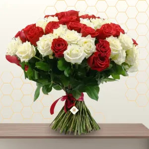 75 red and white roses bouquet - seventy five red roses bouquet.webp Main image