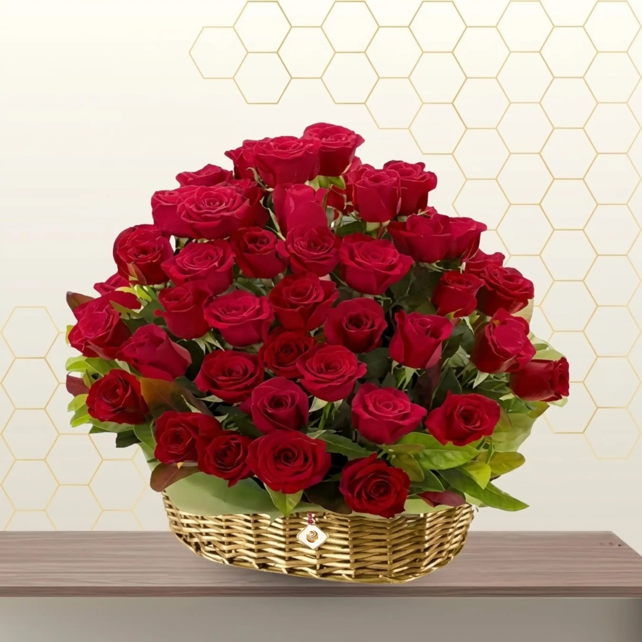 Dreamy Roses - 50 Red Roses in Basket