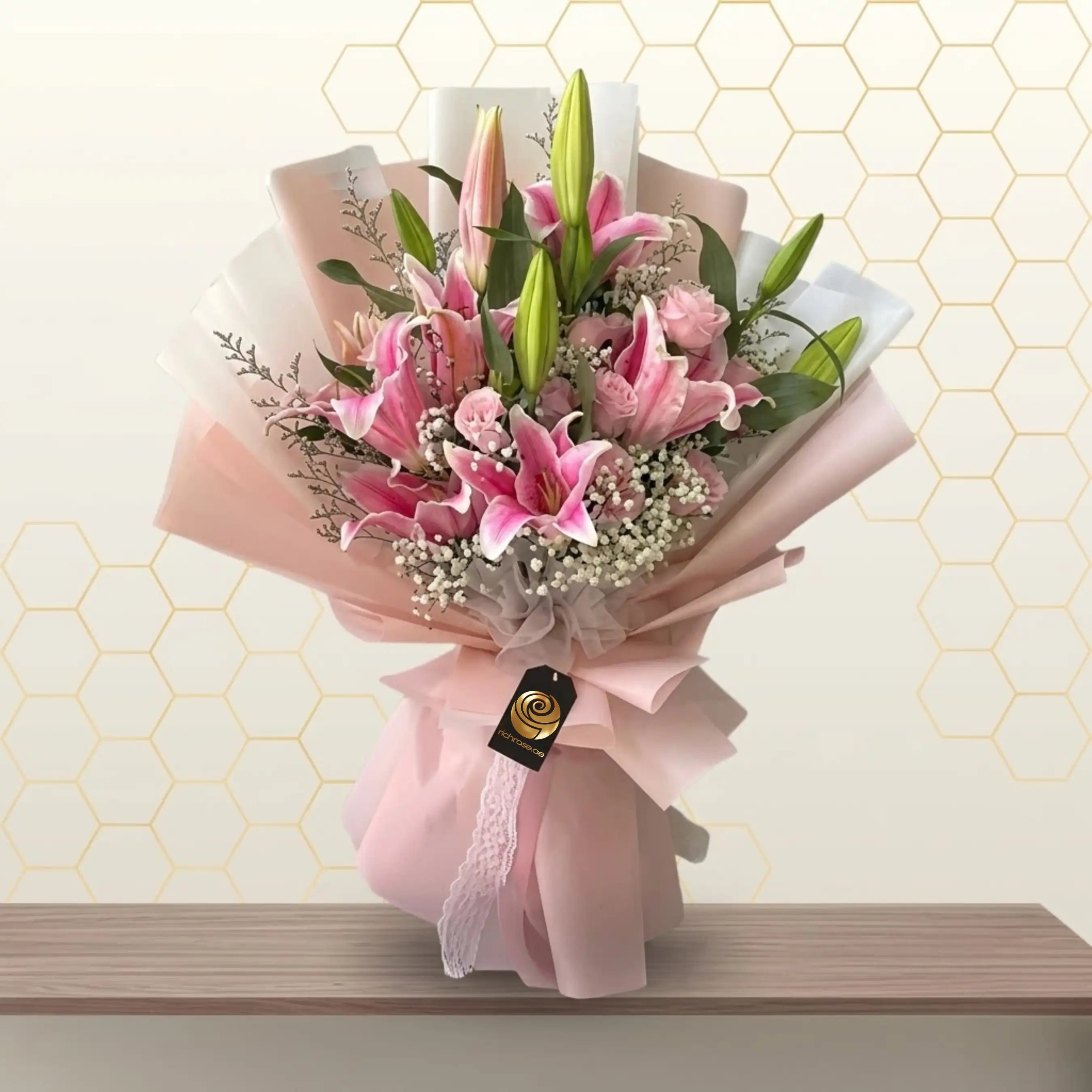 Emilia - Elegant Pink Lily & Rose Bouquet Main image