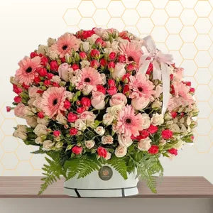 gerbera and roses box arrangment Main image
