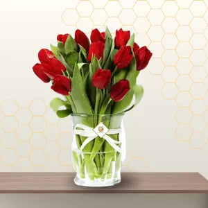 red tulips in vase - valentine flowers Main image