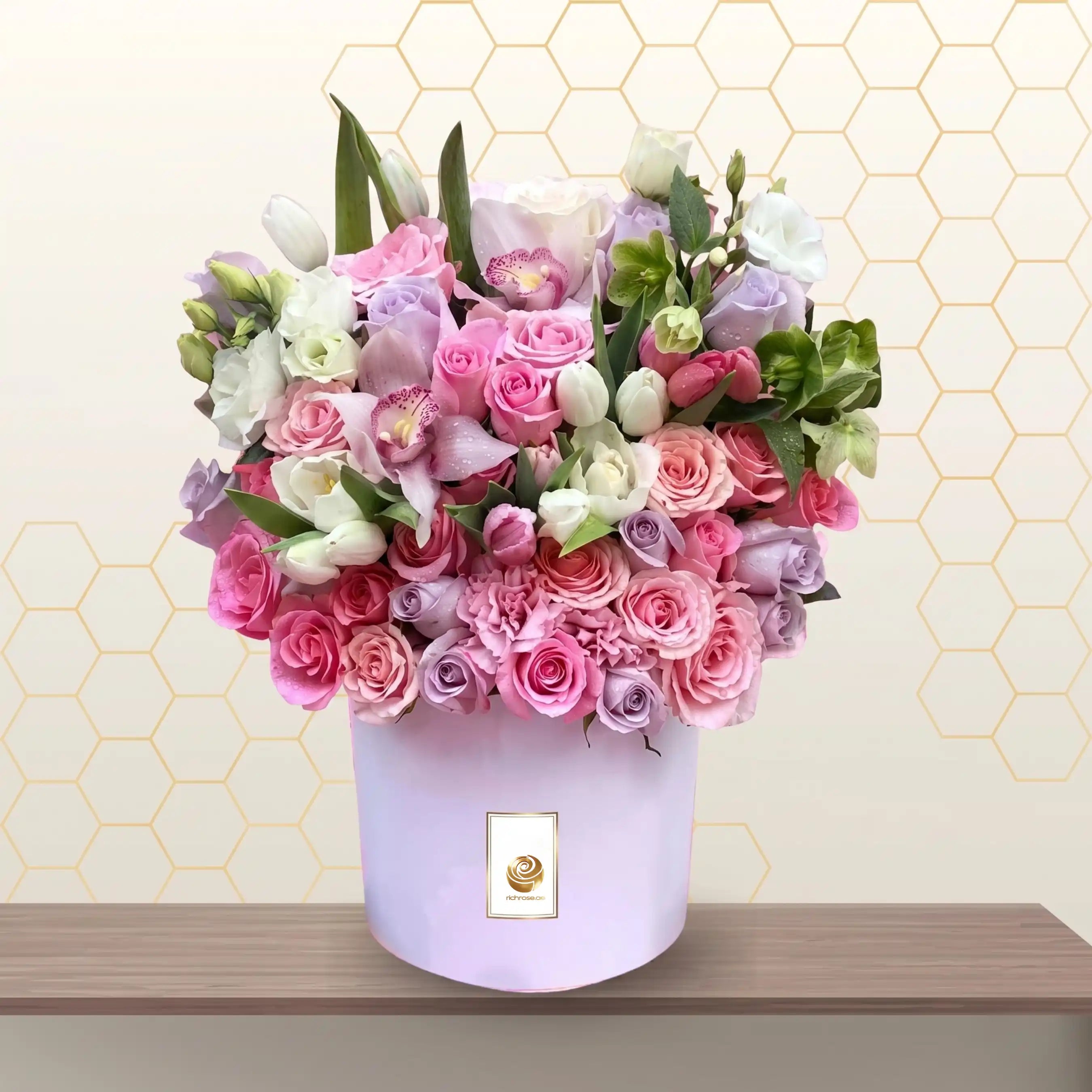 pink and white flowers in flower box Main image