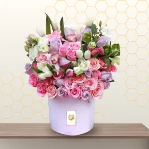 pink and white flowers in flower box Main image