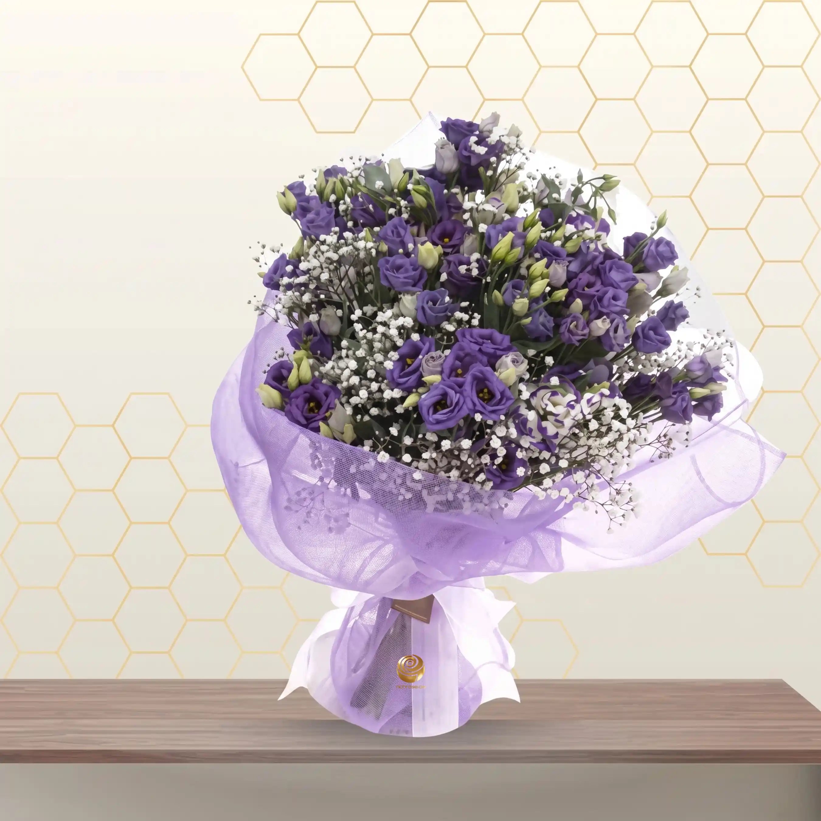 purple eustoma flower bouquet - flower delivery dubai