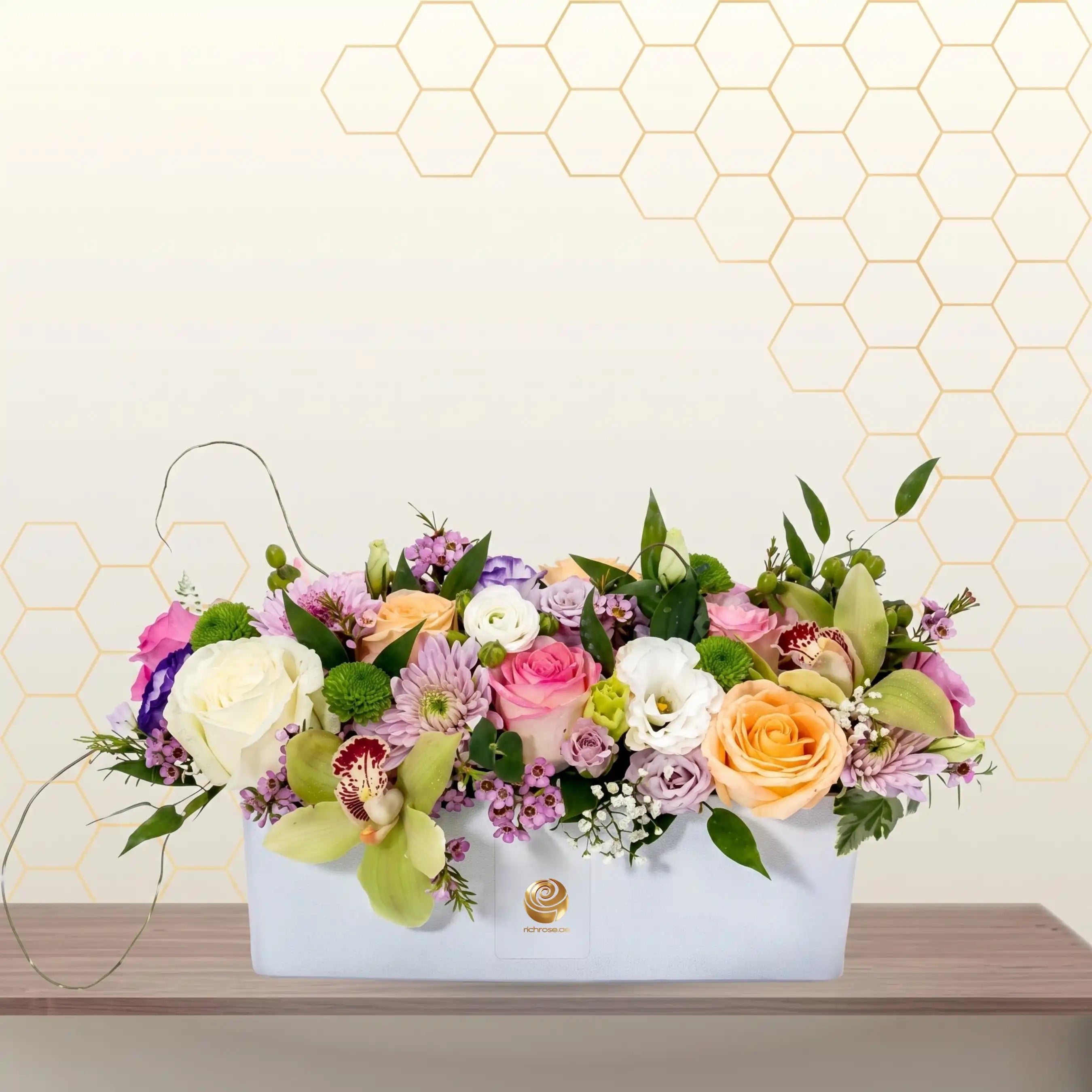 mixed flowers in rectangle box Main image
