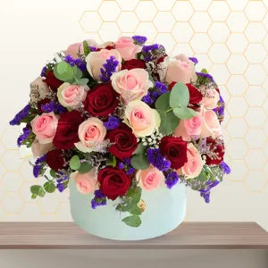 Lady Roses - Pink and Red Valentine Roses Box Main image