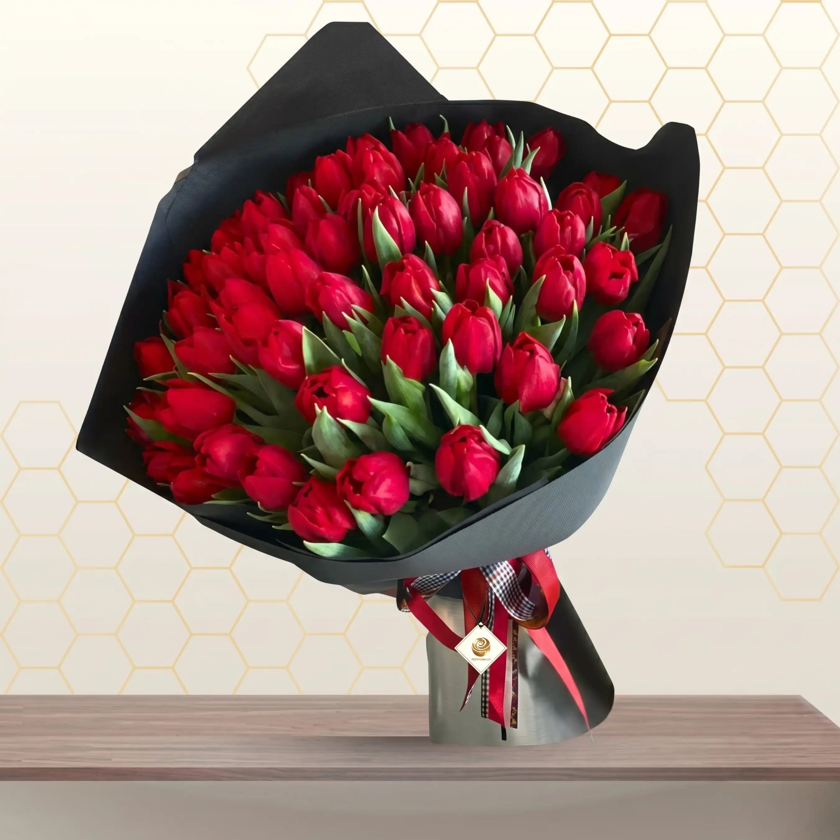 Love Birds - Valentine Red Tulips Bouquet Main image