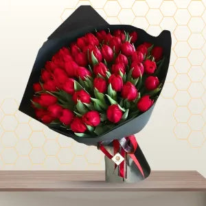 Love Birds - Valentine Red Tulips Bouquet Main image