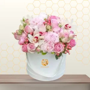 pink fllowers in box order flowers online Main image