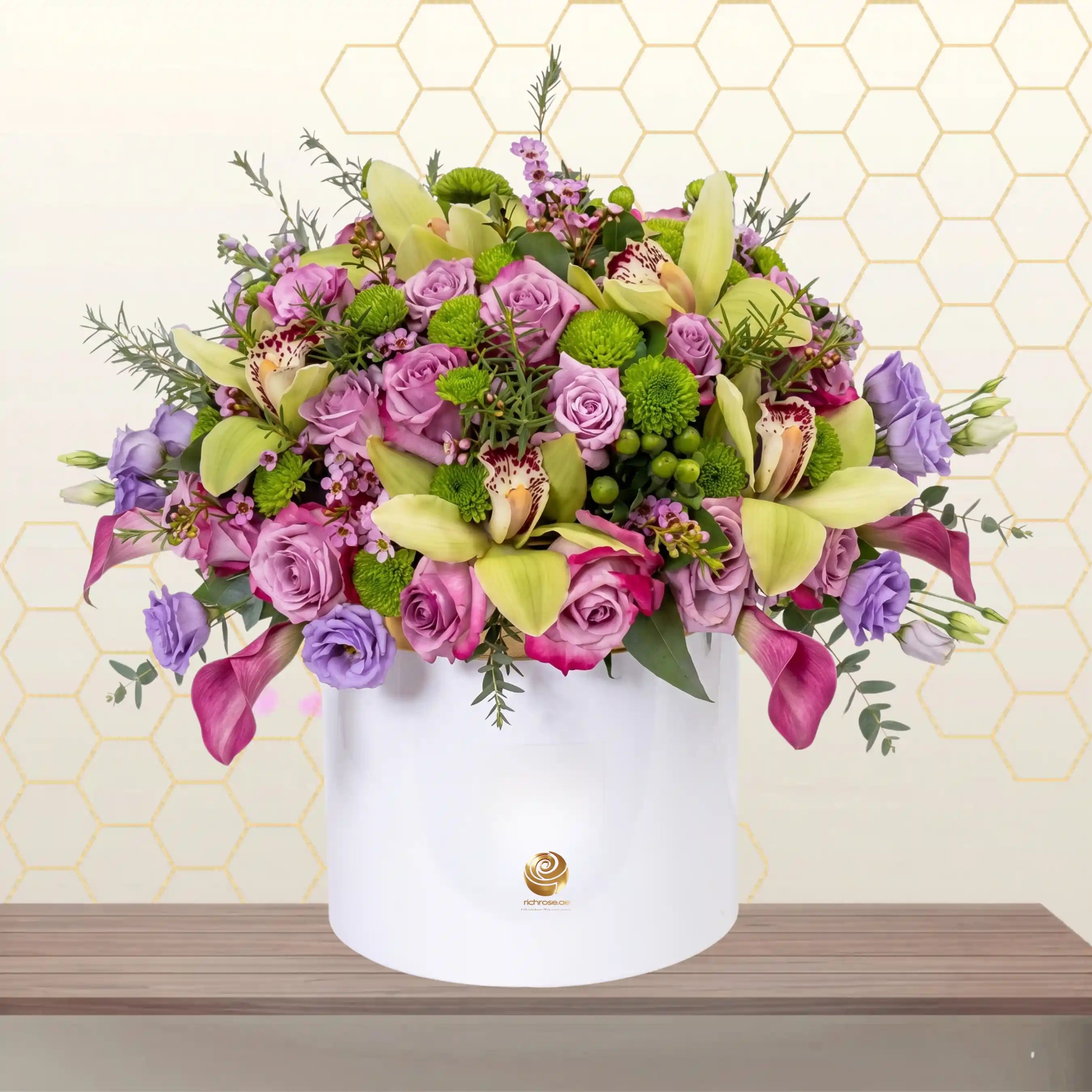 purple and green flowers box- housewarming  gifts Main image