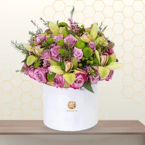 purple and green flowers box- housewarming  gifts Main image