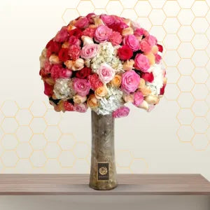 mixed roses and hydrangea corporate flowers Main image