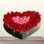 Red and pink roses heart box
