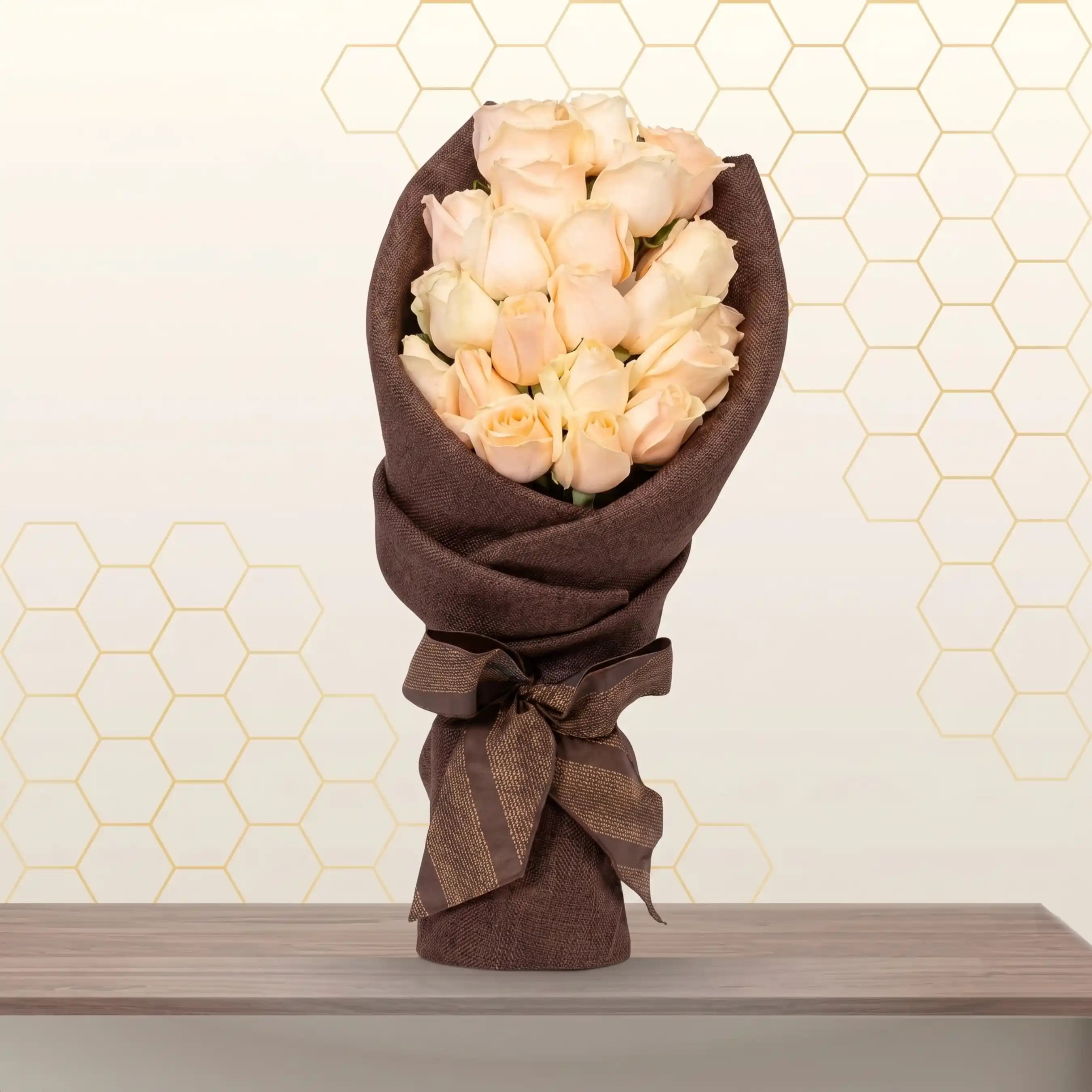 Cream roses in Jute Main image