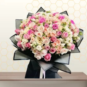 Patial Colored Black Wrapped Bouquet Main image