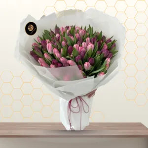 Pink Purple Tulips Bouquet Main image