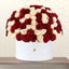 red and white roses in box - anniversary same day flower delivery