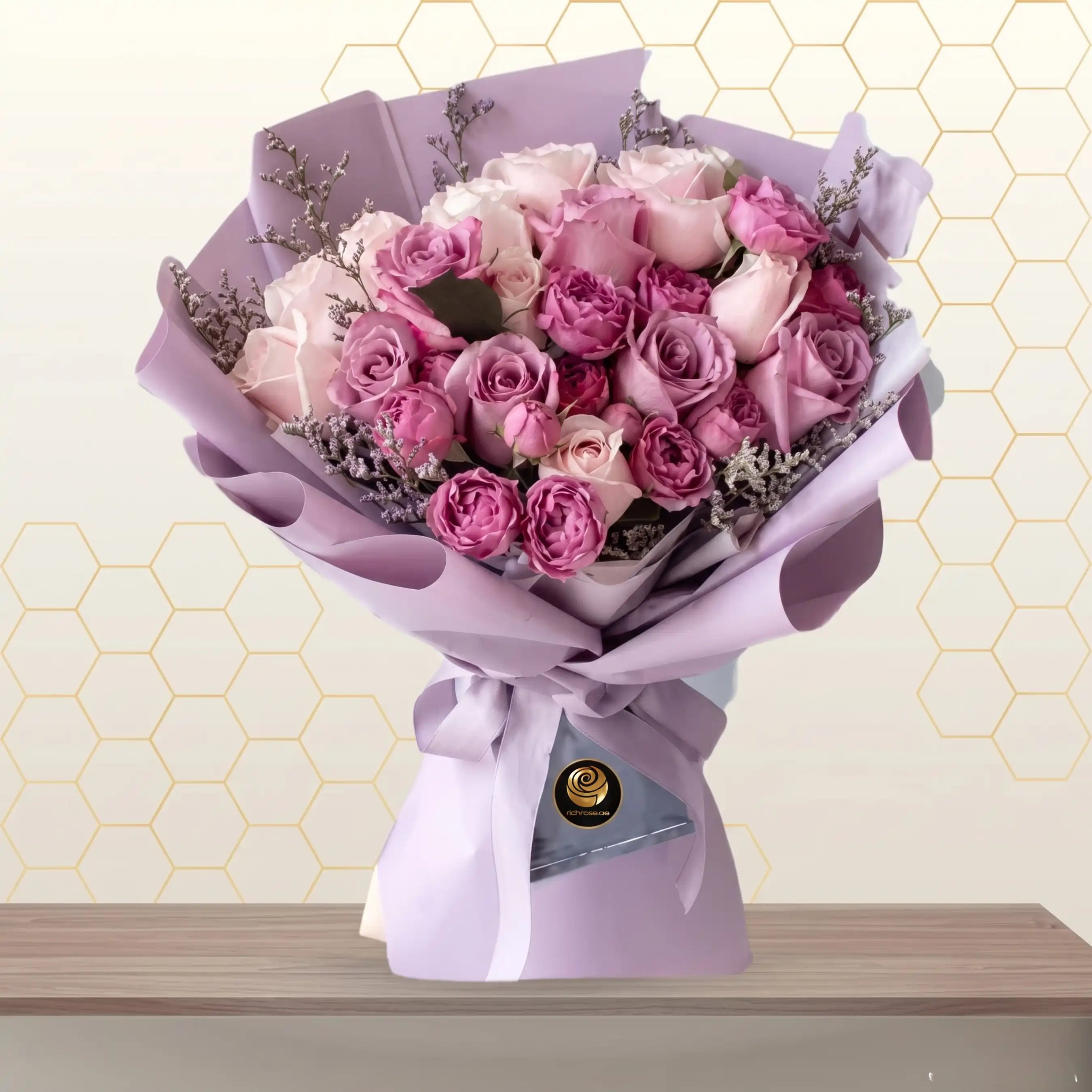 Purple and pink roses aesthetic bouquet Main image