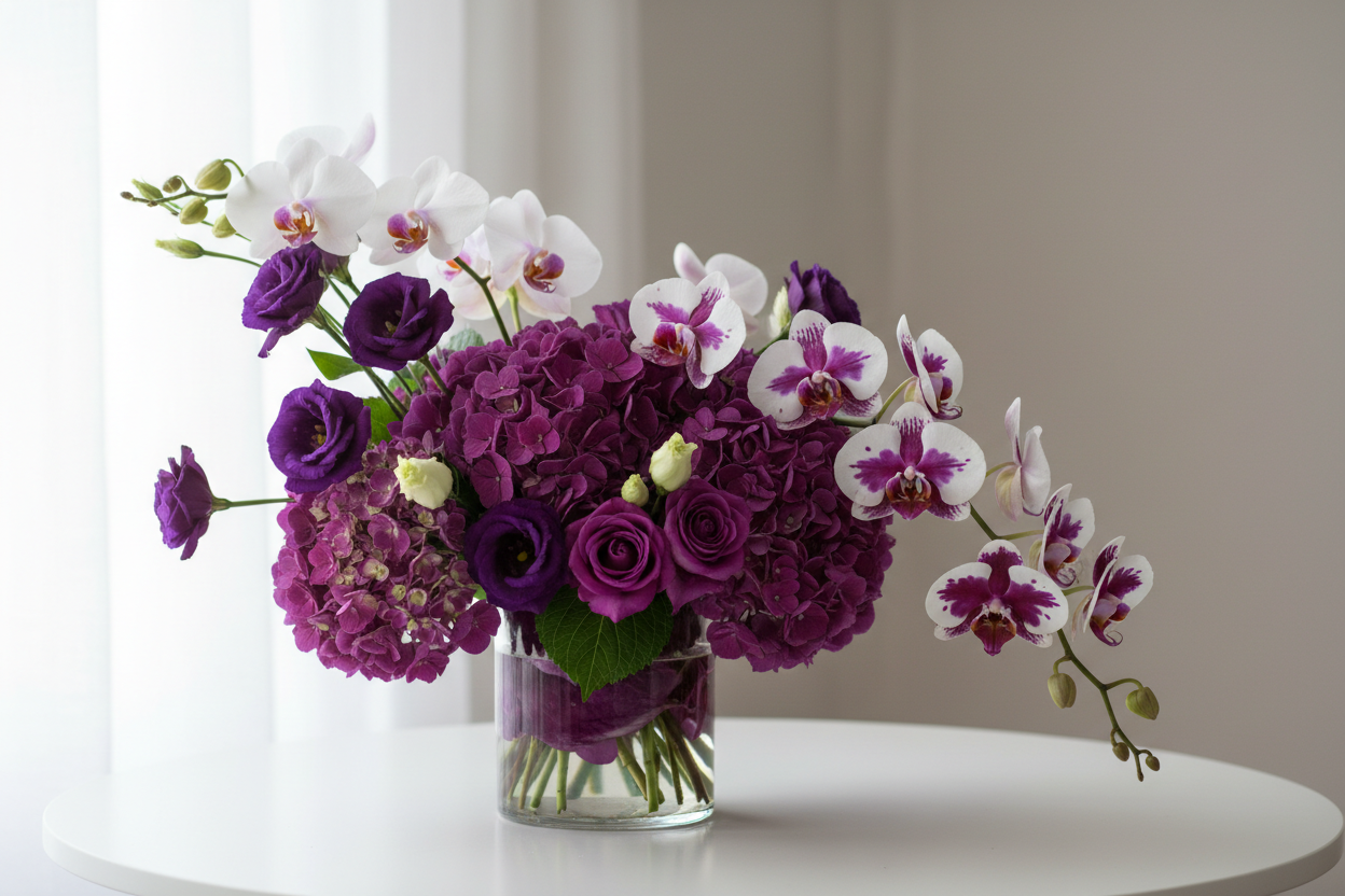 Tokyo - Purple Flowers & Phalaenopsis in Vase