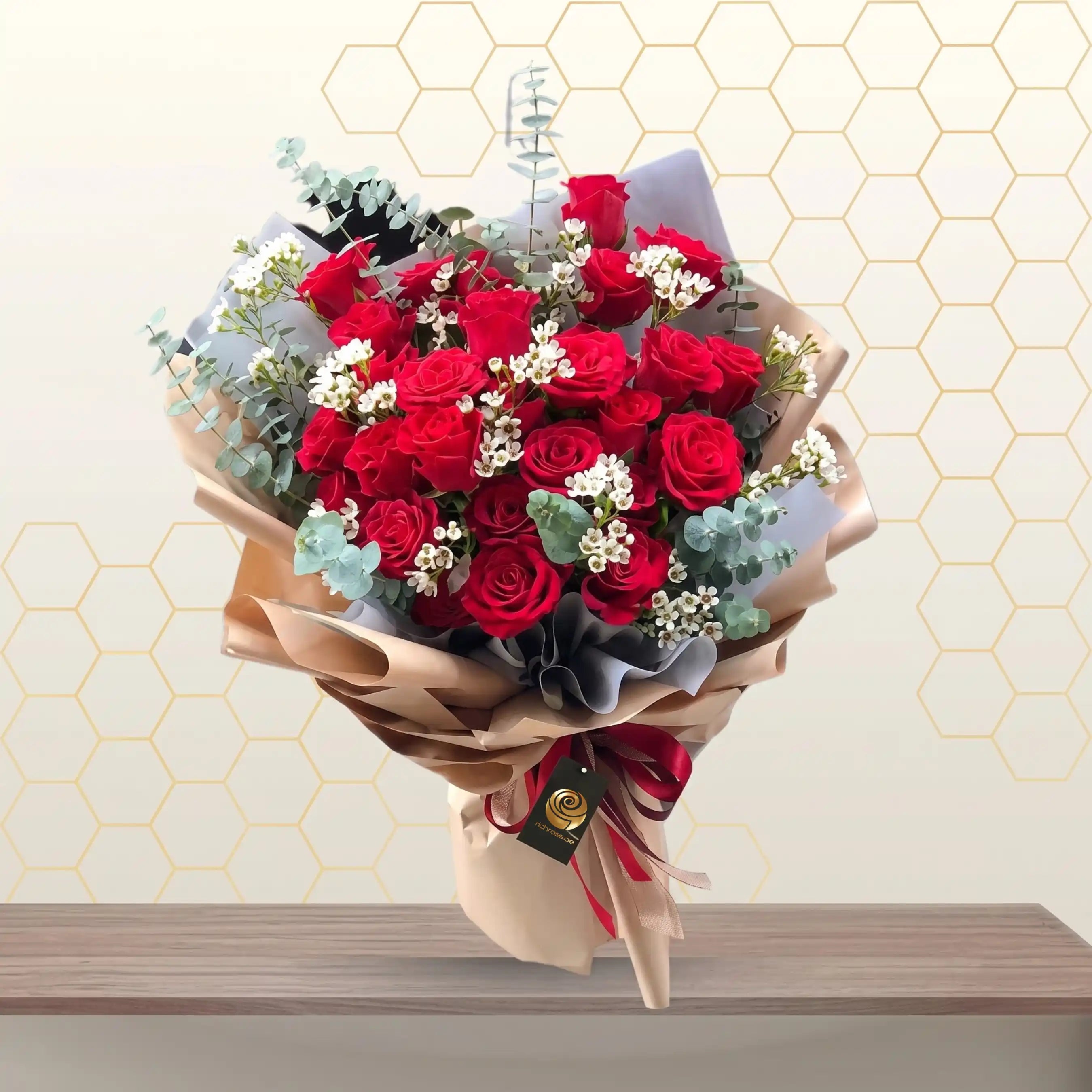 QUEER - Premium Red Rose & White Bloom Bouquet Main image