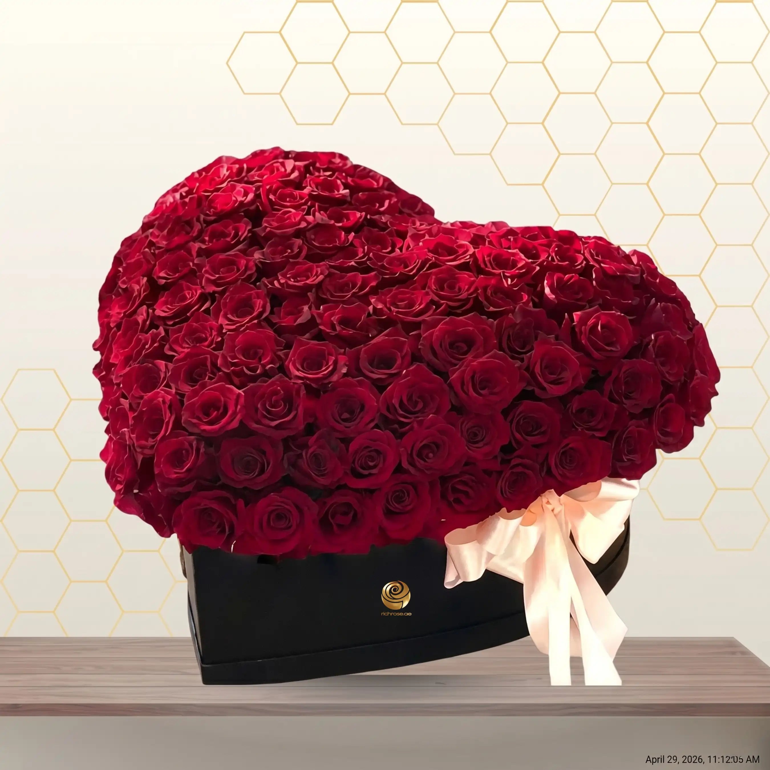 Red Heart - Valentine Red Roses in Red Heart Box Main image