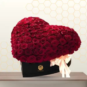 Red Heart - Valentine Red Roses in Red Heart Box Main image