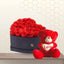 Red Roses Heart Box with Red Teddy