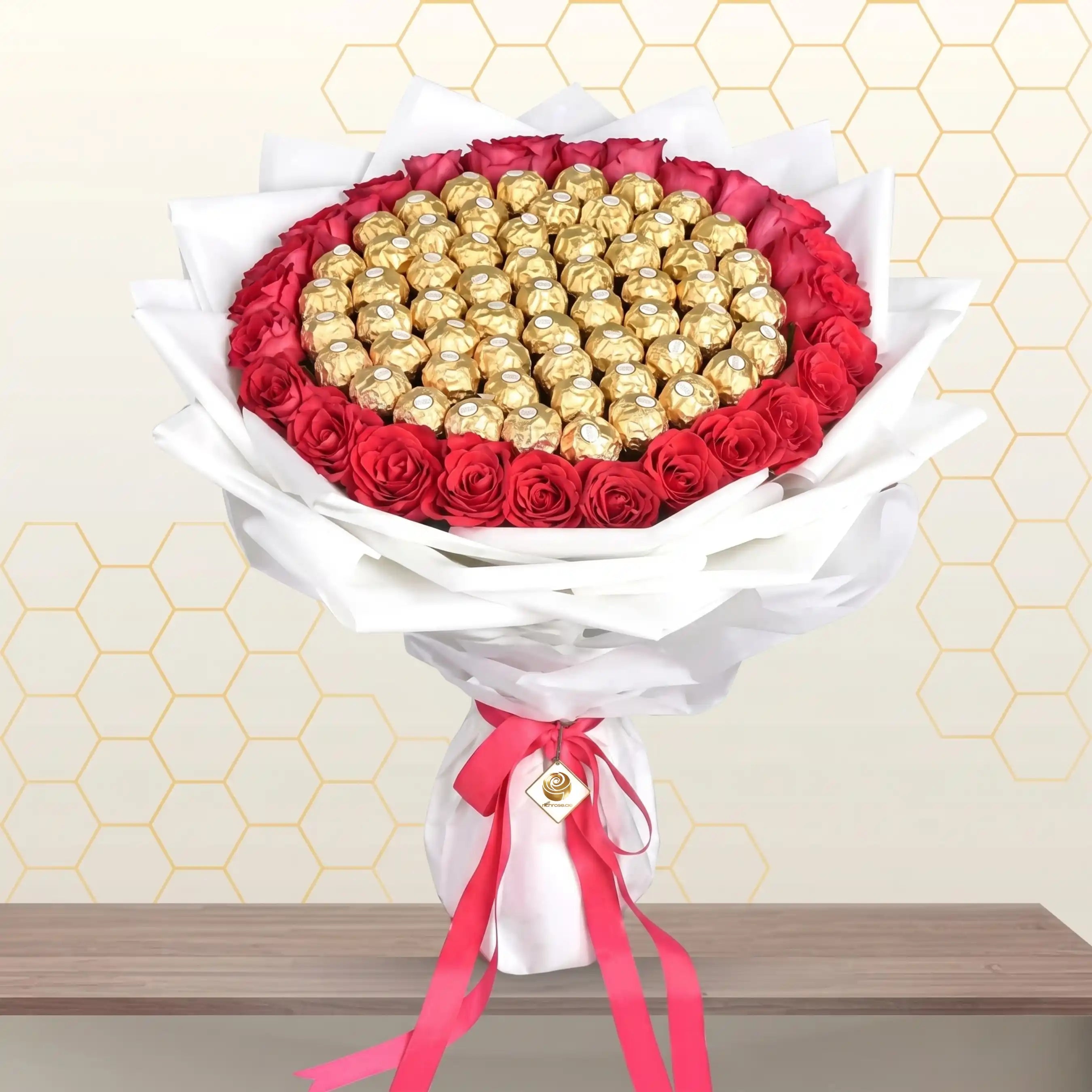 Red Roses & Rocher Ferroro Bouquet Main image