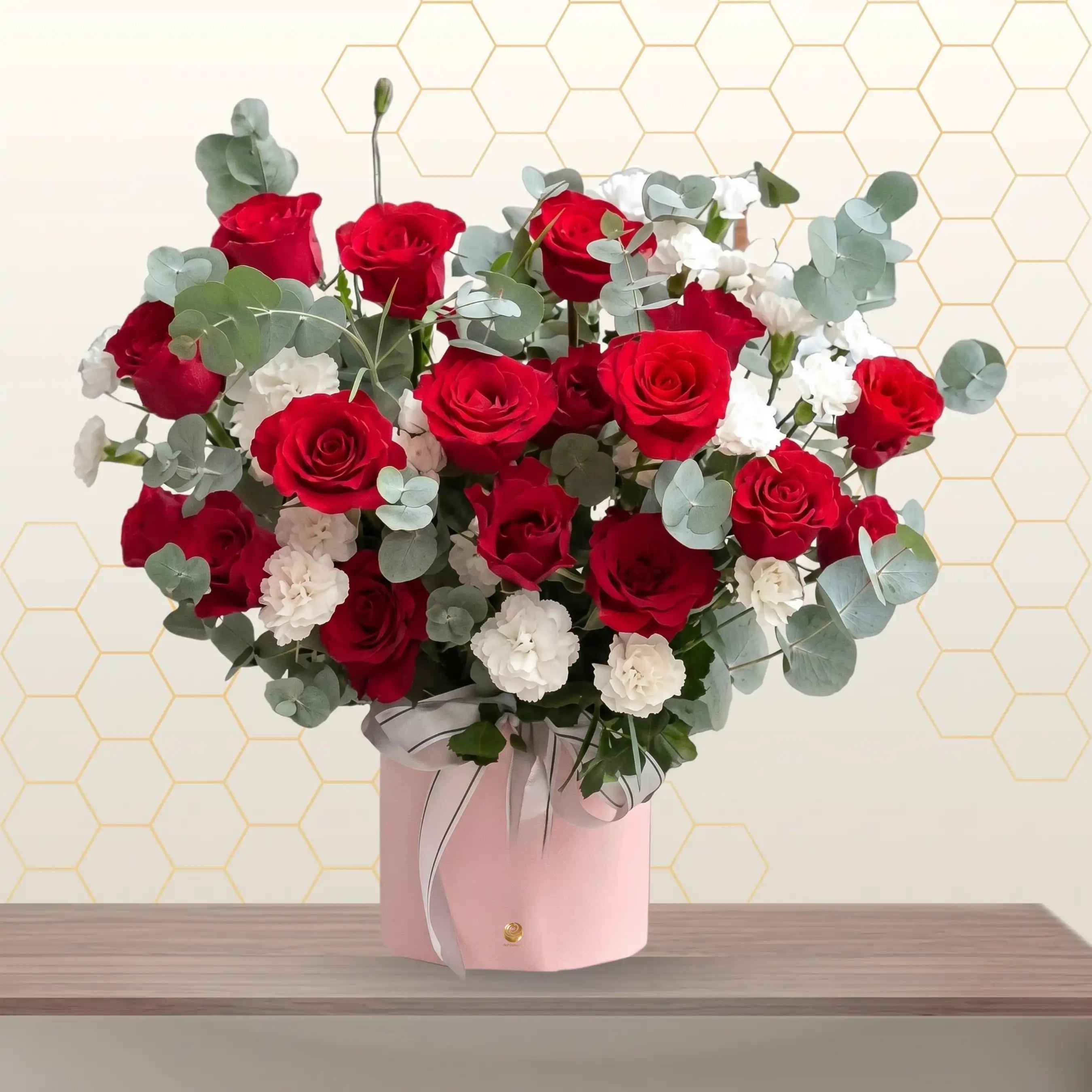 Romantic Roses - Valentine Red and White Flowers Box Main image