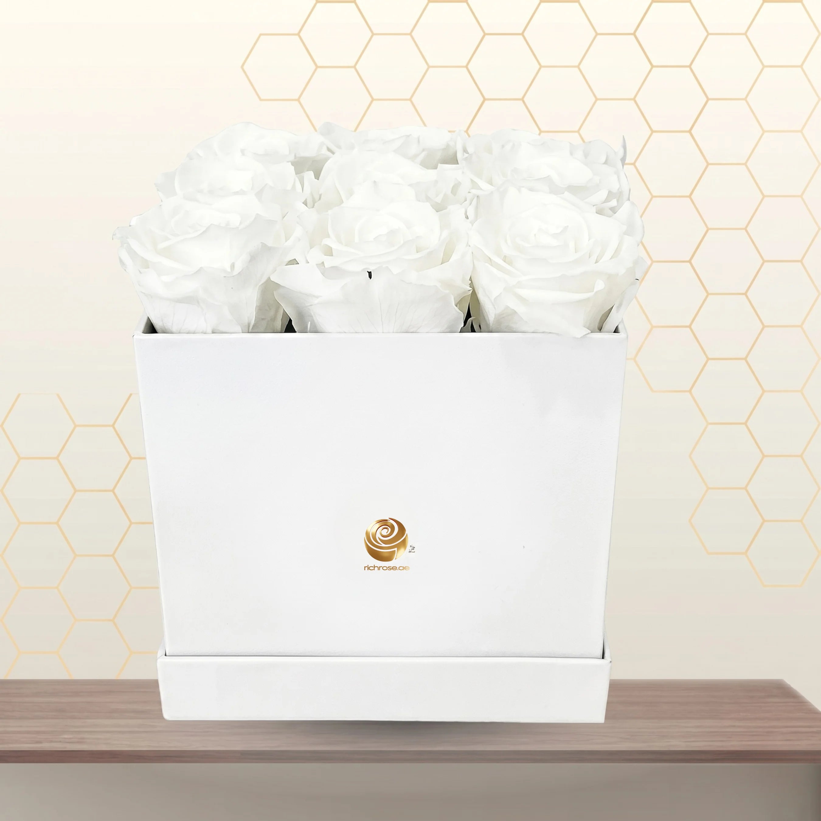 ROSEAU- Elegant White Roses Box Arrangement