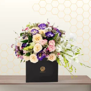 white and purple flowers box Main image