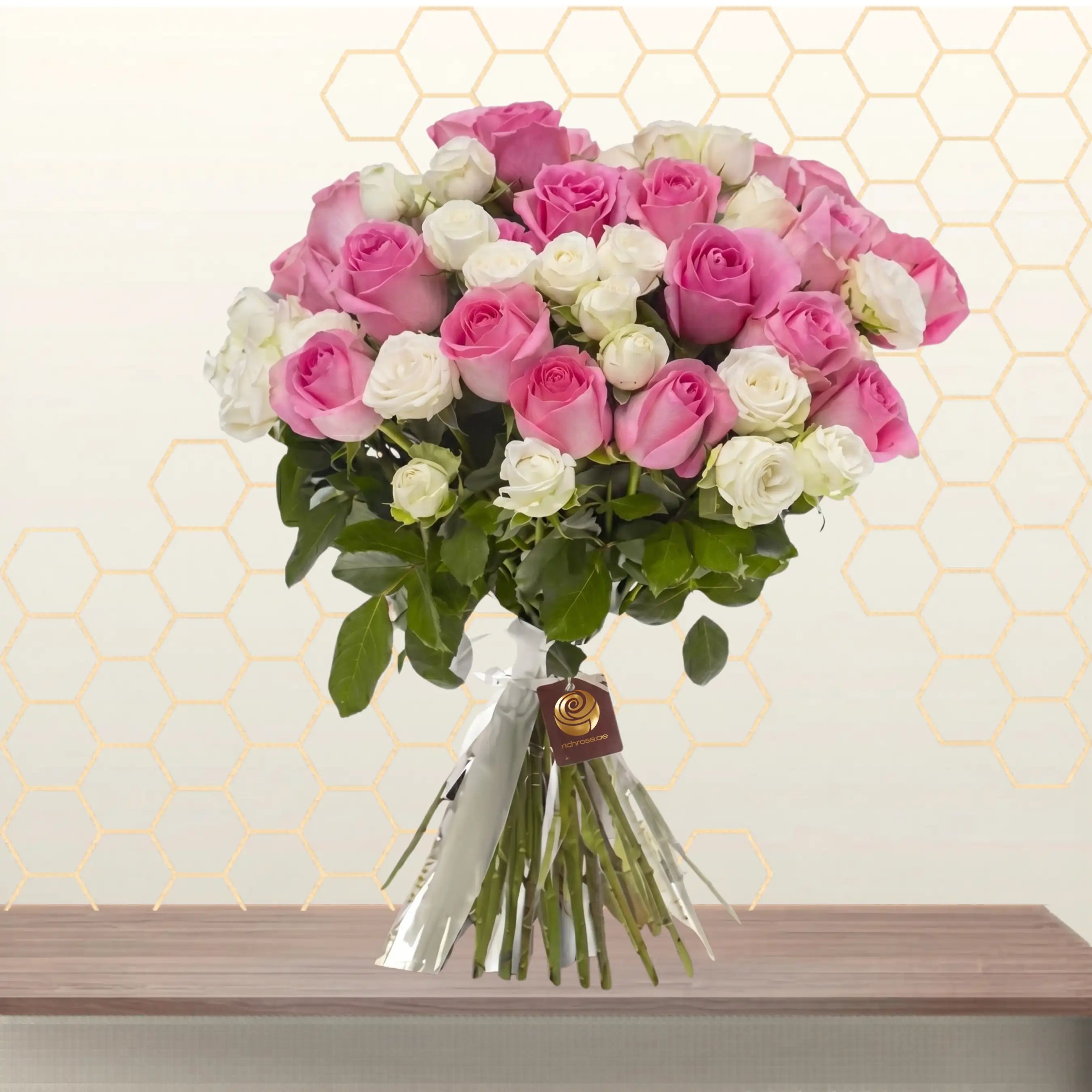 Pink and white roses bunch Main image