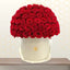 red roses in white box - valentine flowers