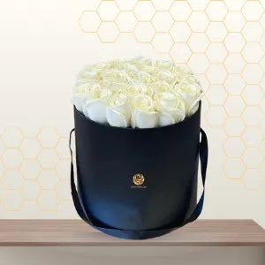 White Roses in Round Box Main image