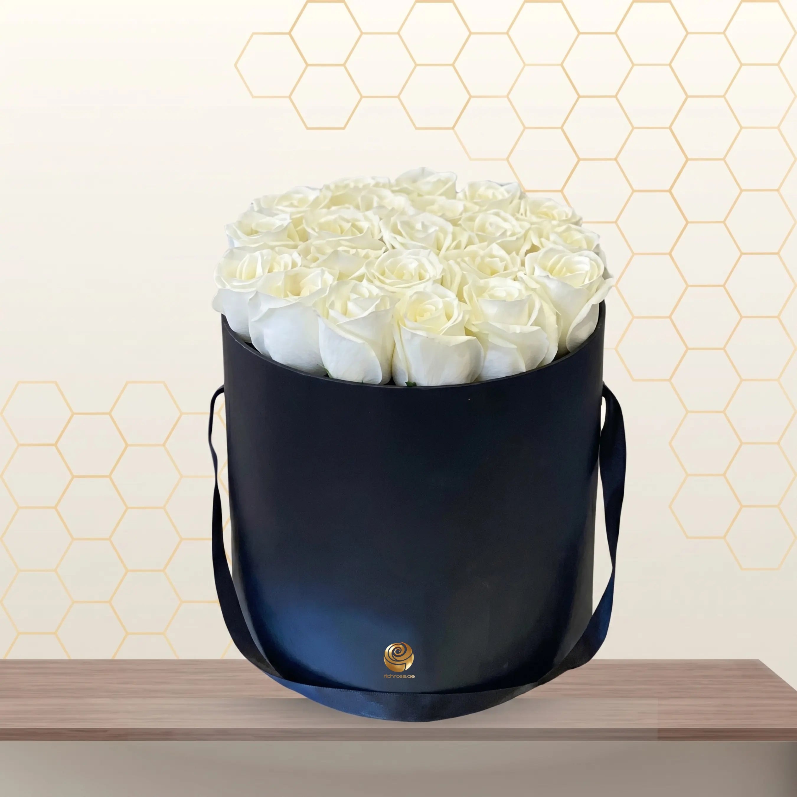 White Roses in Round Box
